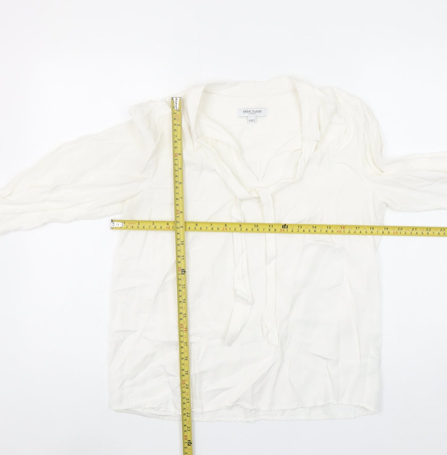 Great Plains Women’s Ivory Long Sleeve V-Neck Blouse Size 8