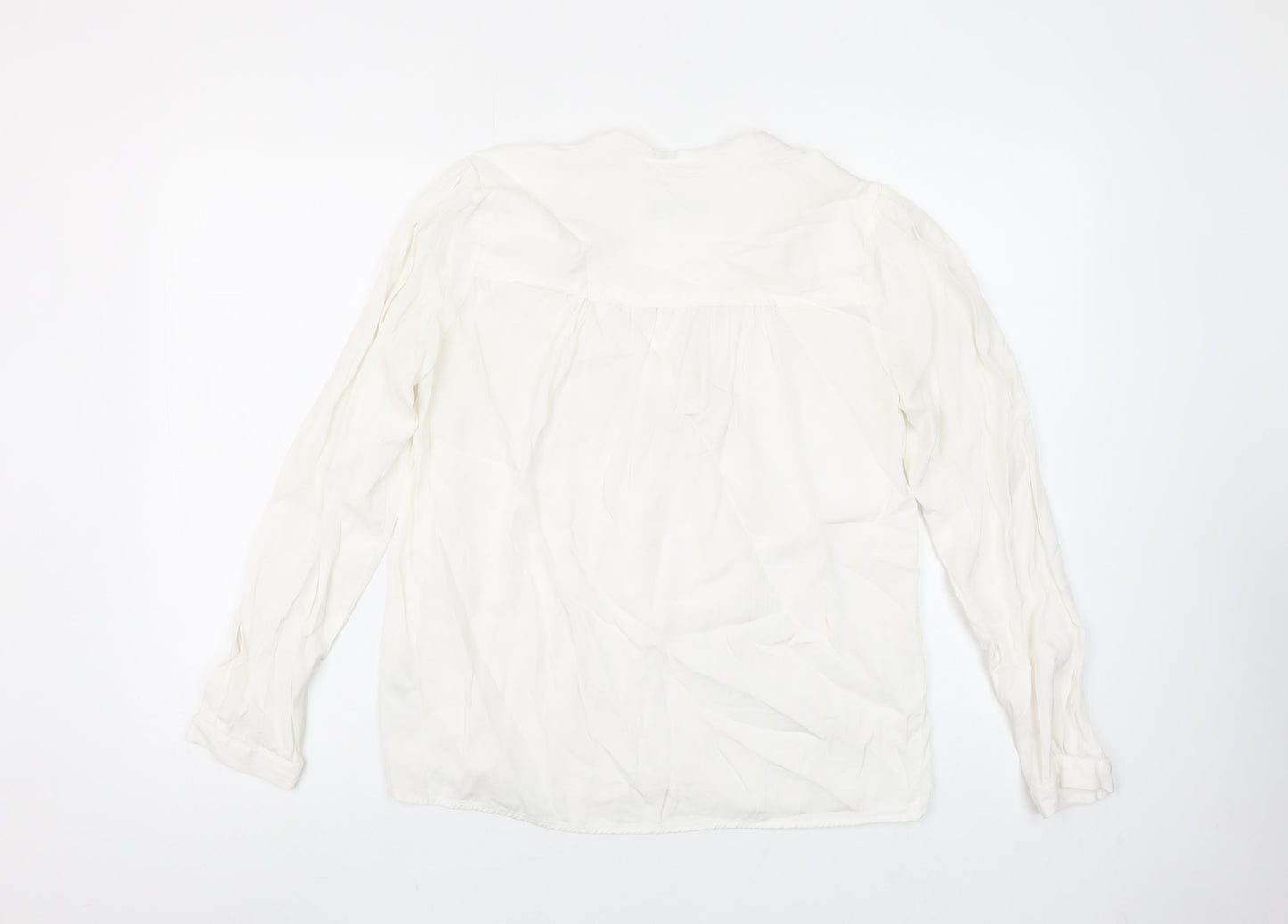 Great Plains Women’s Ivory Long Sleeve V-Neck Blouse Size 8
