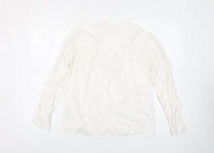 Great Plains Women’s Ivory Long Sleeve V-Neck Blouse Size 8