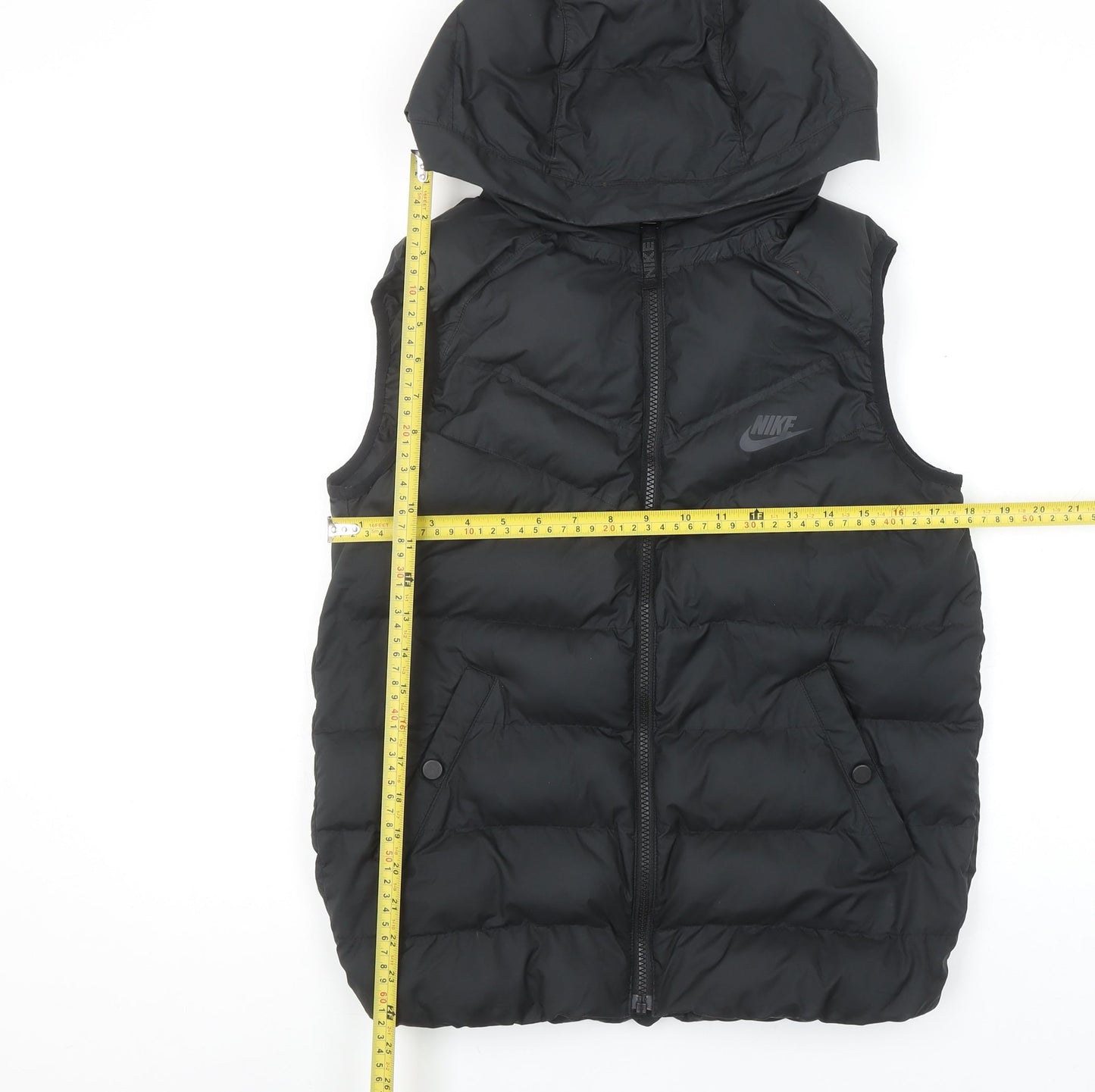 Nike Boys Black Hooded Puffer Gilet 12-13 Years Regular Fit