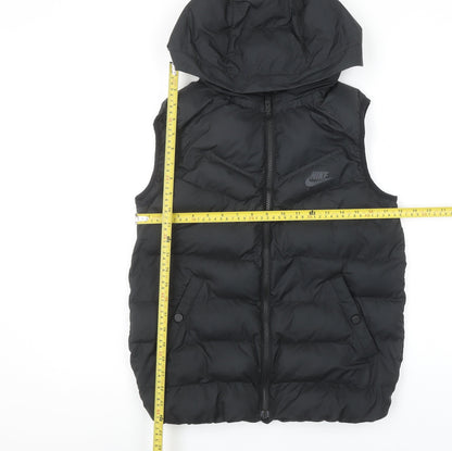 Nike Boys Black Hooded Puffer Gilet 12-13 Years Regular Fit