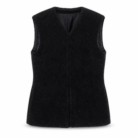 Weekday Women's Black Fleece Waistcoat Size M Sleeveless Lined Vest