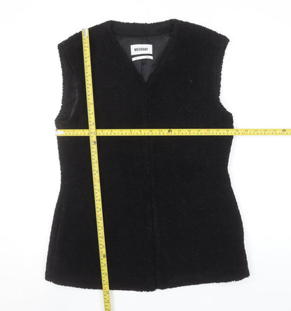 Weekday Women's Black Fleece Waistcoat Size M Sleeveless Lined Vest