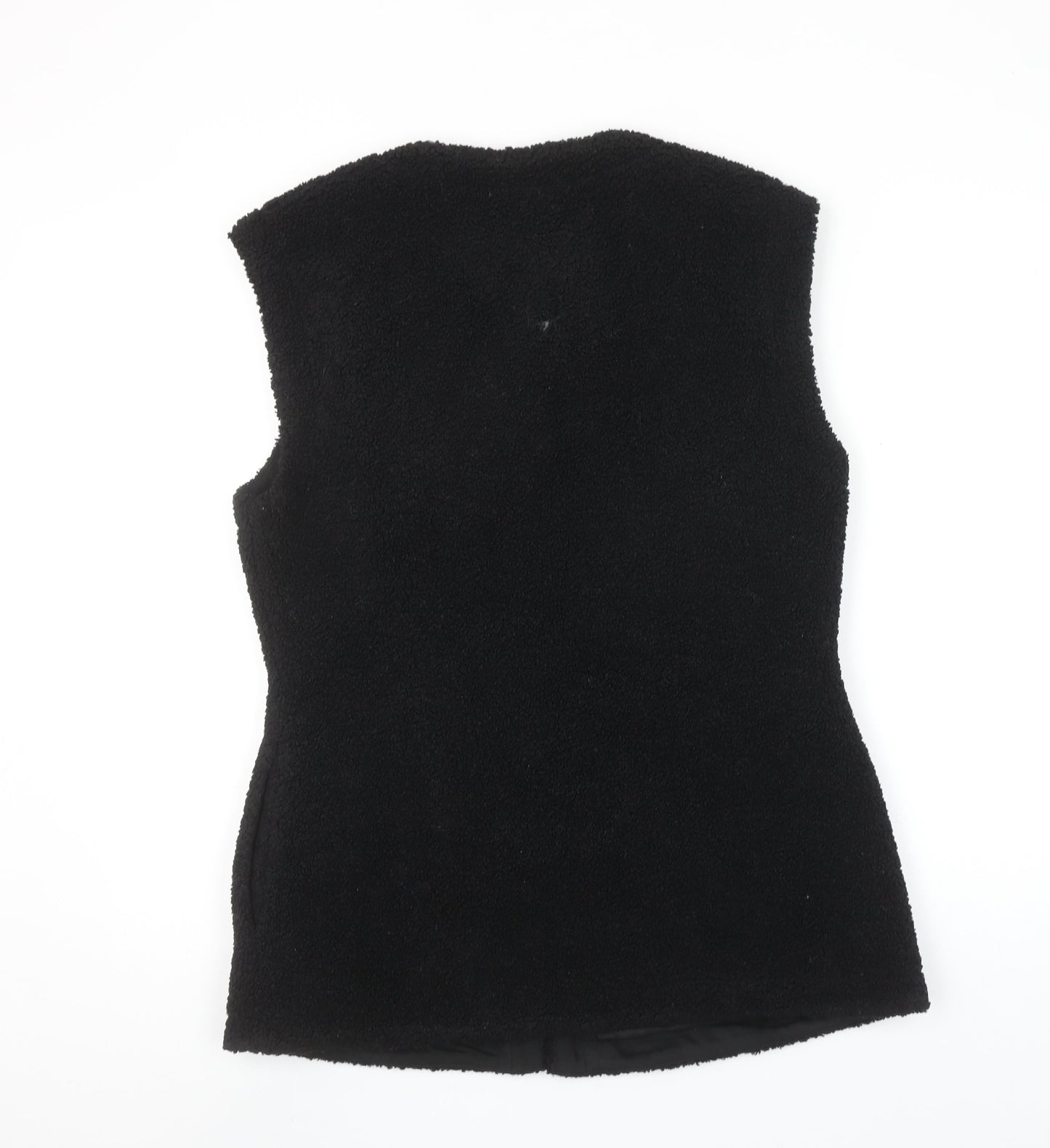 Weekday Women's Black Fleece Waistcoat Size M Sleeveless Lined Vest