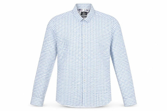 Lerros Men's Blue Polka Dot Long Sleeve Button-Up Shirt L