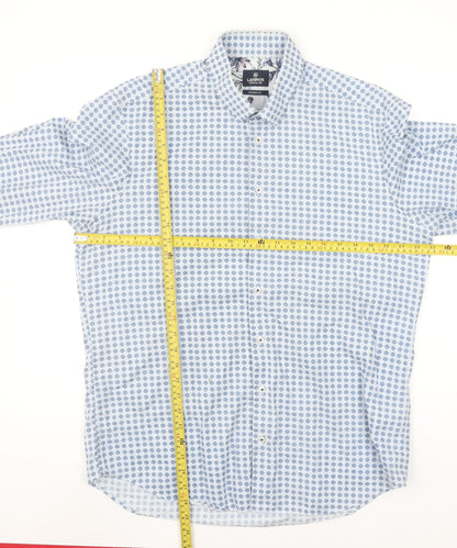 Lerros Men's Blue Polka Dot Long Sleeve Button-Up Shirt L