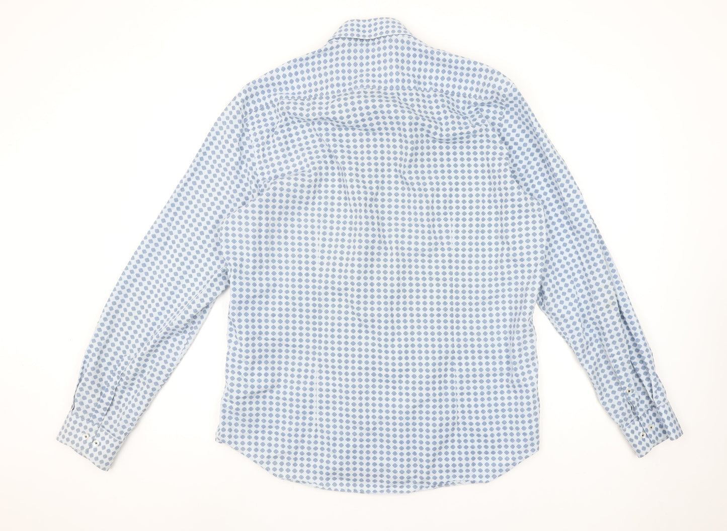 Lerros Men's Blue Polka Dot Long Sleeve Button-Up Shirt L