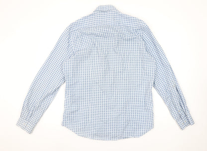 Lerros Men's Blue Polka Dot Long Sleeve Button-Up Shirt L