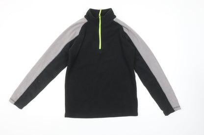 Mountain Warehouse Boys Black Fleece 1/4 Zip Pullover Sweatshirt 11-12 Years