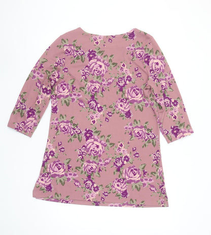 Denim & Company Women's Pink Floral 3/4 Sleeve Tunic Top Size S