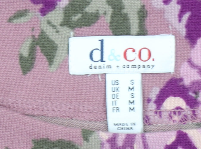 Denim & Company Women's Pink Floral 3/4 Sleeve Tunic Top Size S