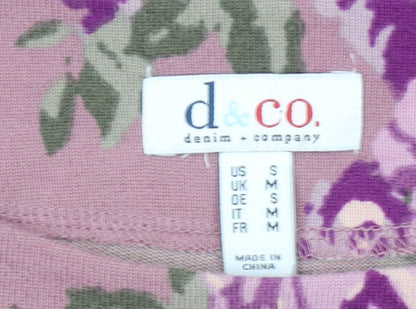 Denim & Company Women's Pink Floral 3/4 Sleeve Tunic Top Size S