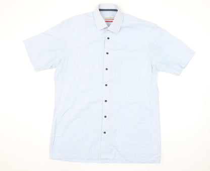 Marvelis Men's Blue Check Short Sleeve Non-Iron Shirt Size 16