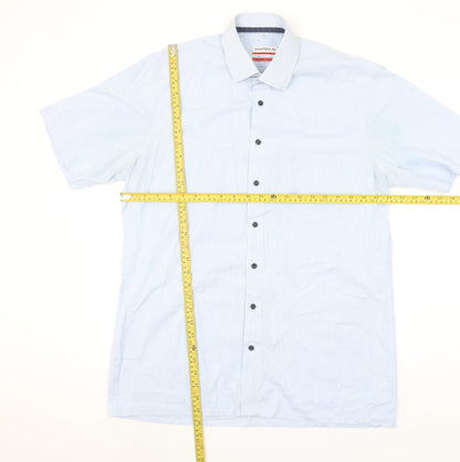 Marvelis Men's Blue Check Short Sleeve Non-Iron Shirt Size 16