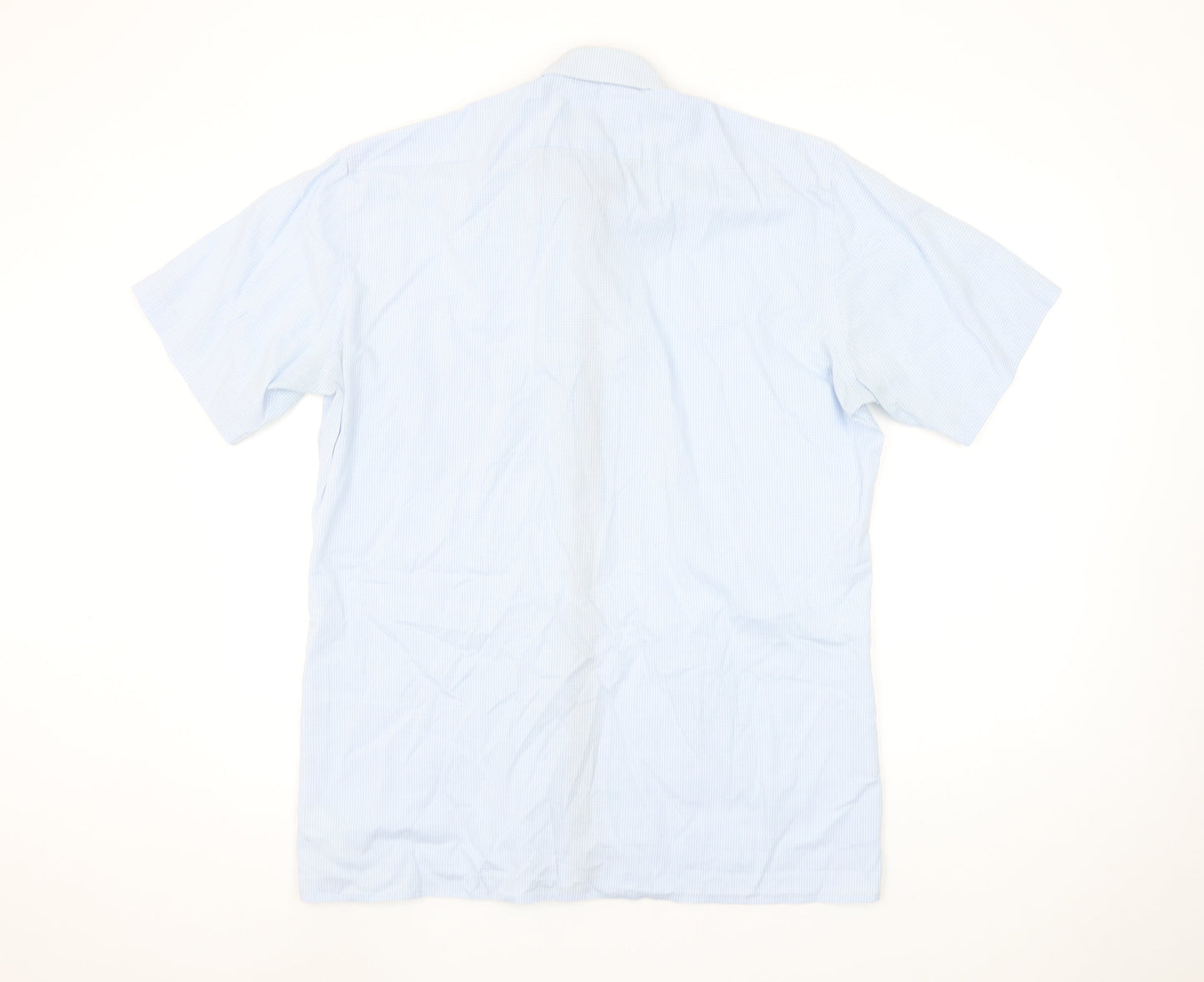 Marvelis Men's Blue Check Short Sleeve Non-Iron Shirt Size 16
