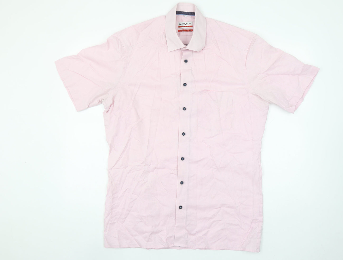Marvelis Men's Pink Short Sleeve Non-Iron Button-Up Shirt Size 16