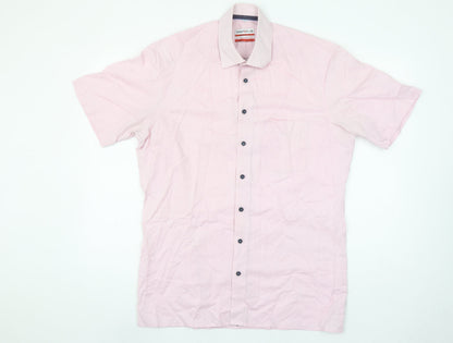 Marvelis Men's Pink Short Sleeve Non-Iron Button-Up Shirt Size 16