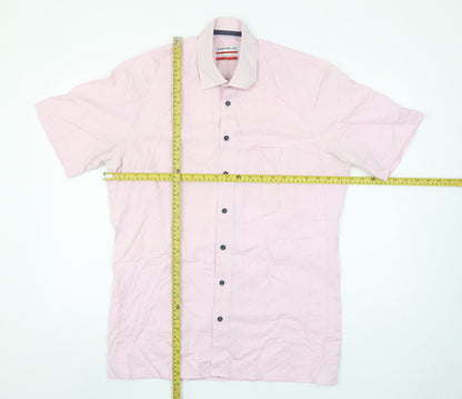 Marvelis Men's Pink Short Sleeve Non-Iron Button-Up Shirt Size 16