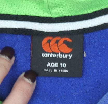 Canterbury Boys Blue Hoodie Age 10 Pullover Cotton Blend Rugby Style