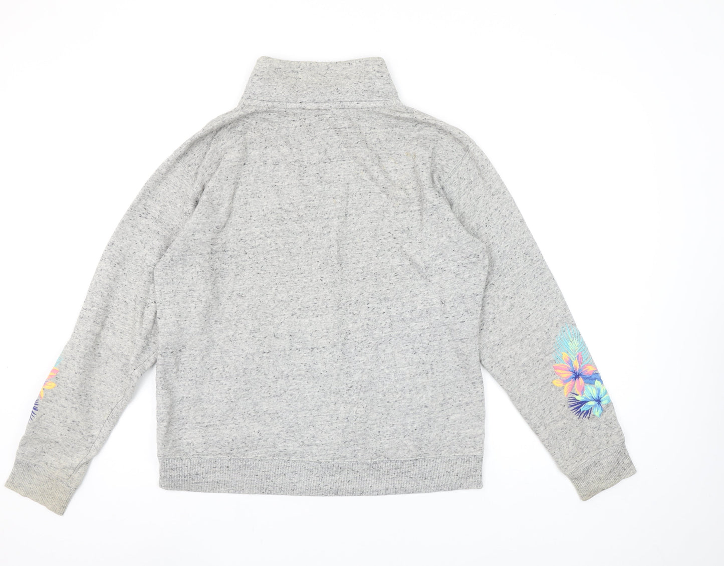 Victoria’s Secret PINK Women’s Grey 1/4 Zip Pullover Sweatshirt XS Floral Sleeve