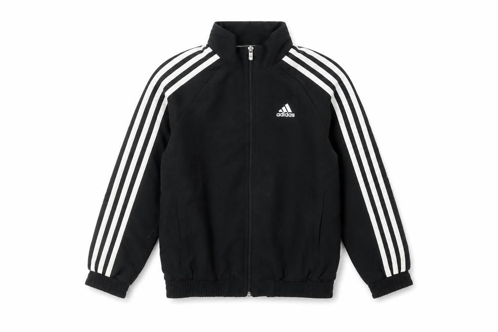 Front view of Adidas boys’ black track jacket 7 years climalite full zip sports top