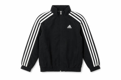 Front view of Adidas boys’ black track jacket 7 years climalite full zip sports top