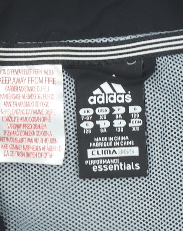Adidas Boys Black Track Jacket 7 Years Climalite Full Zip Sports Top