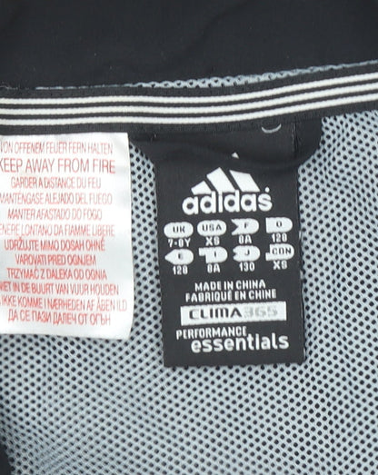 Adidas Boys Black Track Jacket 7 Years Climalite Full Zip Sports Top