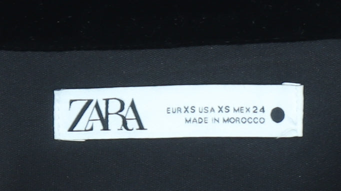 Zara Women Black Velvet Strapless Bodycon Midi Dress XS