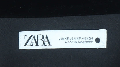 Zara Women Black Velvet Strapless Bodycon Midi Dress XS