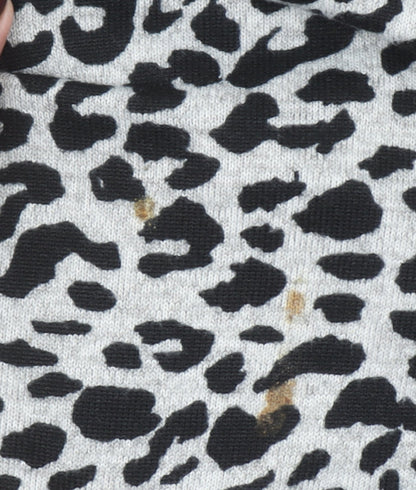 Blue Vanilla Womens Grey Leopard Print V-Neck Tunic Top L