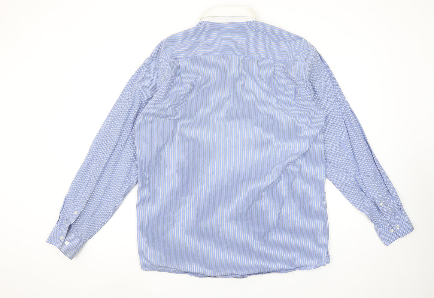 Van Heusen Men’s Blue Striped Slim Fit Long Sleeve Button-Up Shirt 16.5