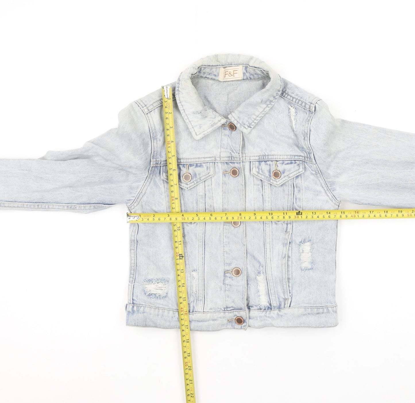 F&F Women’s Blue Denim Cropped Jacket Size 6