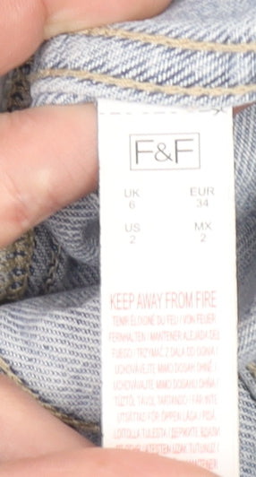 F&F Women’s Blue Denim Cropped Jacket Size 6