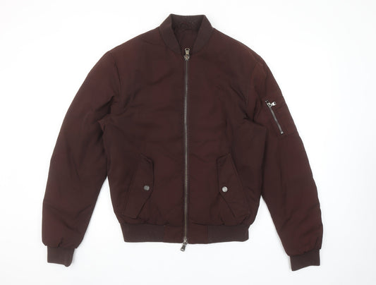 DKNY Women’s Brown Bomber Jacket XS Down Filled Casual Zip Style