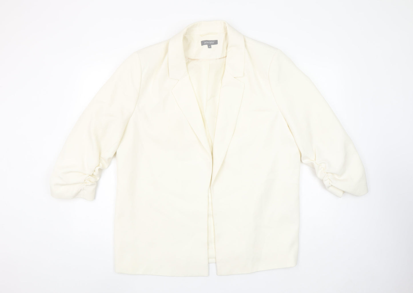 Principles Women Ivory Size 16 Long Sleeve Single-Breasted Blazer