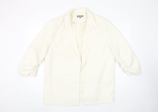 Principles Women Ivory Size 16 Long Sleeve Single-Breasted Blazer