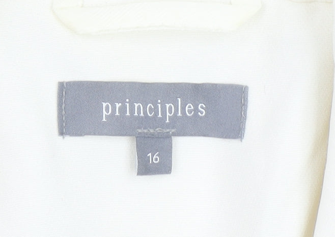 Principles Women Ivory Size 16 Long Sleeve Single-Breasted Blazer
