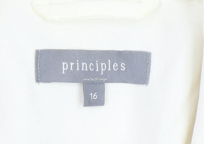 Principles Women Ivory Size 16 Long Sleeve Single-Breasted Blazer
