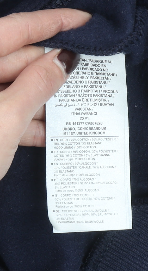 Umbro Mens Blue Full Zip Hoodie Size L Sportswear