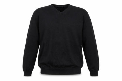 4YOU Men's Black Cotton V-Neck Jumper Size M