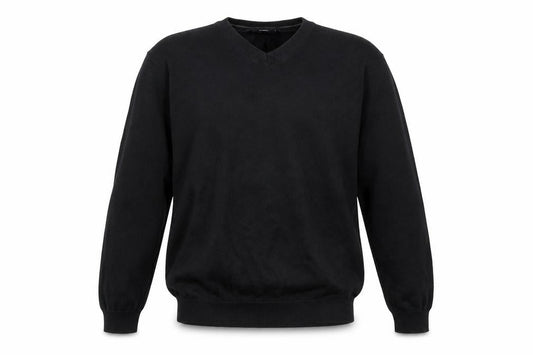 4YOU Men's Black Cotton V-Neck Jumper Size M