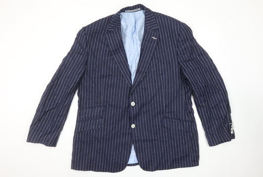 Marks and Spencer Men’s Blue Striped Linen Blazer Jacket Size M 46 Regular
