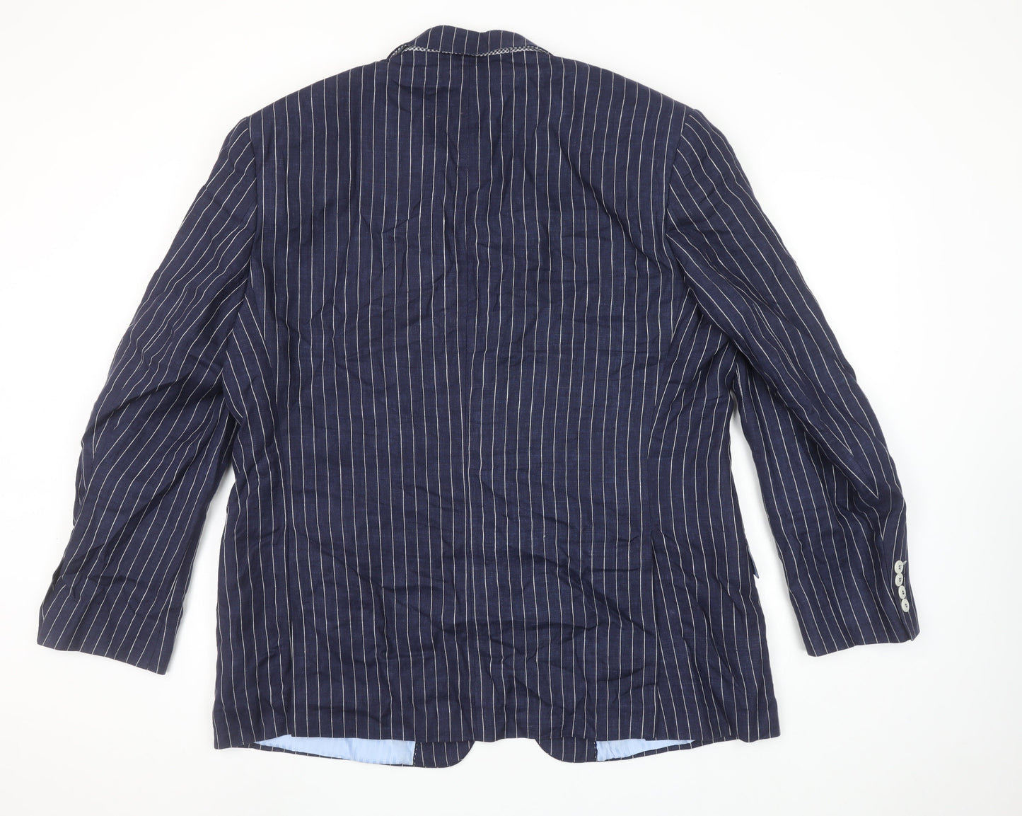 Marks and Spencer Men’s Blue Striped Linen Blazer Jacket Size M 46 Regular