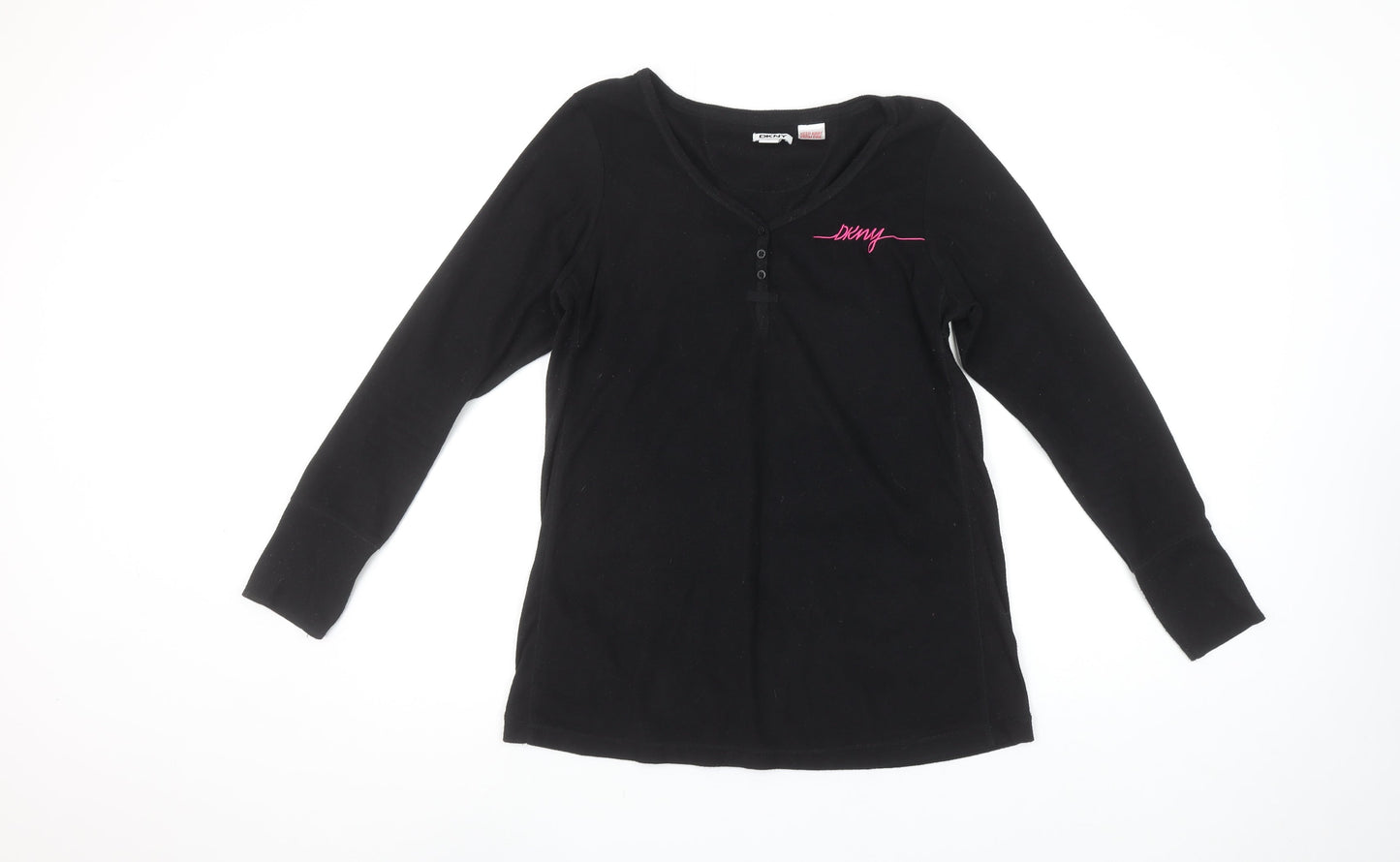 DKNY Women’s Black Long Sleeve V-Neck Basic Jersey Top Size S