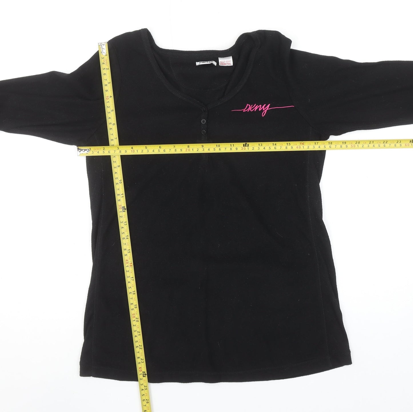 DKNY Women’s Black Long Sleeve V-Neck Basic Jersey Top Size S