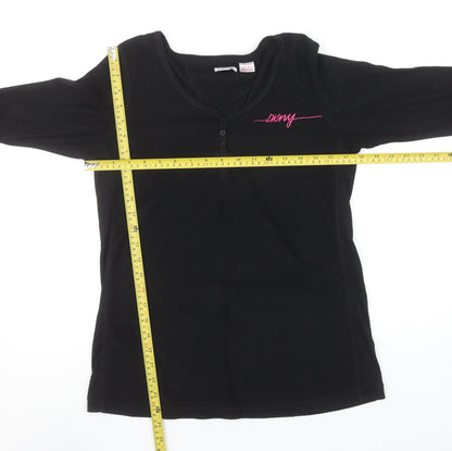 DKNY Women’s Black Long Sleeve V-Neck Basic Jersey Top Size S