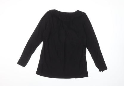 DKNY Women’s Black Long Sleeve V-Neck Basic Jersey Top Size S