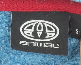 Animal Men's Blue Pullover Hoodie Size S Regular Fit Fleece Cotton Blend
