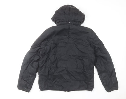 Adidas Boys Black Hooded Puffer Jacket 14-15 Years Winter Coat